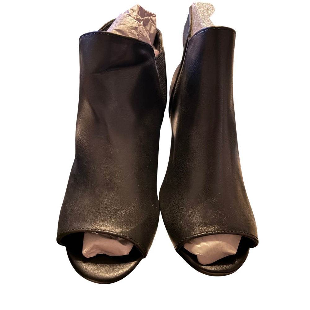 Chinese Laundry Black Peep Toe Slingback Block Heel Booties BMTX-033 Size 8.5 M